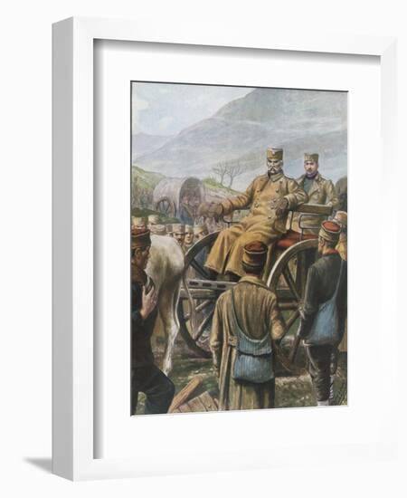 Serbian Army with their King Peter Moving Towards Durazzo-Tancredi Scarpelli-Framed Giclee Print