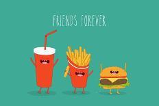 Fast Food Menu. Cola, Hamburger and French Fries. Vector Illustration-Serbinka-Art Print