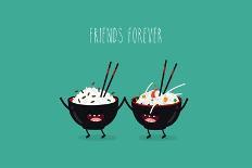 Funny Cactus with Air Balloon. Vector Illustrations. Friends Forever.-Serbinka-Art Print
