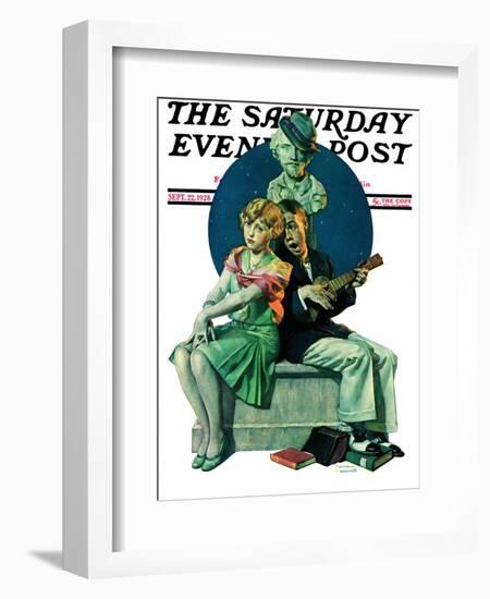 "Serenade" Saturday Evening Post Cover, September 22,1928-Norman Rockwell-Framed Giclee Print