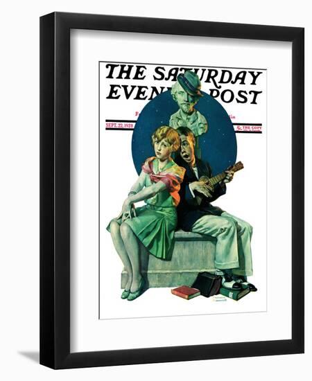 "Serenade" Saturday Evening Post Cover, September 22,1928-Norman Rockwell-Framed Premium Giclee Print