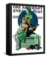 "Serenade" Saturday Evening Post Cover, September 22,1928-Norman Rockwell-Framed Stretched Canvas