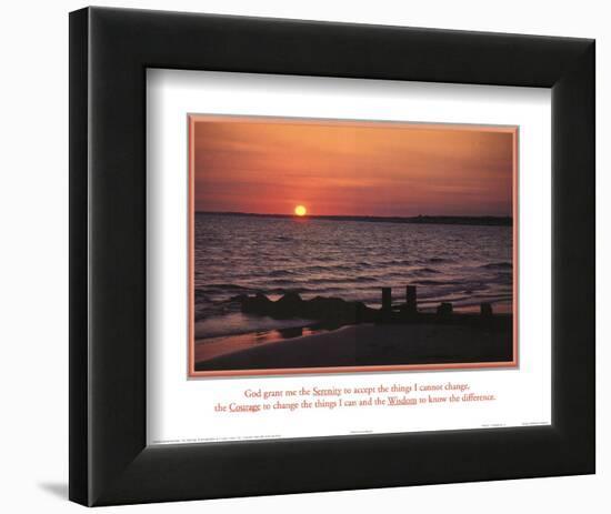 Serenity Prayer Ocean Beach Sunset-null-Framed Art Print