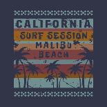 Vector Illustration on the Theme of Surf and Surfing in California, Santa Monica Beach. Grunge Back-Serge Geras-Art Print