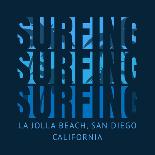 Vector Illustration on the Theme of Surfing and Surf in California, Santa Monica Beach. Typography,-Serge Geras-Art Print