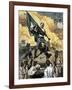 Sergeant Jasper with the South Carolina Flag at the Battle of Fort Moultrie, c.1776-null-Framed Giclee Print