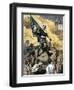 Sergeant Jasper with the South Carolina Flag at the Battle of Fort Moultrie, c.1776-null-Framed Giclee Print