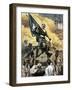 Sergeant Jasper with the South Carolina Flag at the Battle of Fort Moultrie, c.1776-null-Framed Giclee Print