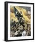 Sergeant Jasper with the South Carolina Flag at the Battle of Fort Moultrie, c.1776-null-Framed Giclee Print