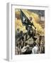 Sergeant Jasper with the South Carolina Flag at the Battle of Fort Moultrie, c.1776-null-Framed Giclee Print