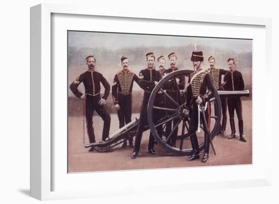 Sergeants of the Royal Horse Artillery with a 12 Pounder Gun-Louis Creswicke-Framed Giclee Print