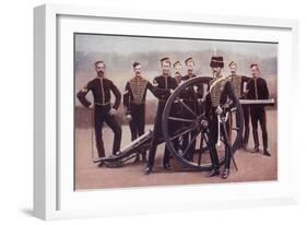 Sergeants of the Royal Horse Artillery with a 12 Pounder Gun-Louis Creswicke-Framed Giclee Print