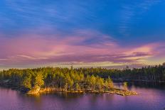 Colorful Landscape with Pines Trees, Calm Lake and Beautiful Blue Sky at Sunset Sunlight. Karelia R-SergeBertasiusPhotography-Mounted Photographic Print