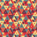 Abstract Geometric Background - Seamless Vector Pattern in Flat Style Design. Blue, Orange and Red-Sergey Korkin-Art Print