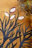 Tree Branches with Leaves on Gold Background, Hot Batik, Background Texture, Handmade on Silk, Abst-Sergey Kozienko-Stretched Canvas