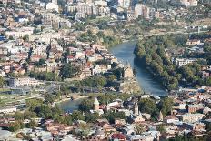 Georgia, Tbilisi, abrupt, edge, hang, houses, riverside-Sergey Orlov-Photographic Print