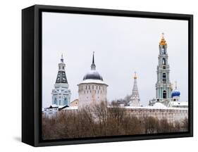 Sergiev Posad. Snow-Covered Domes of Holy Trinity-Sergius Lavra in Winter-vicsa-Framed Stretched Canvas