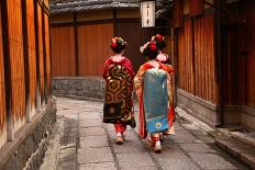 Three Geishas Walking on a Street of Gion (Kyoto, Japan)-Sergii Rudiuk-Photographic Print