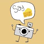 Camera Cartoon Say Cheese-Sergio Hayashi-Stretched Canvas