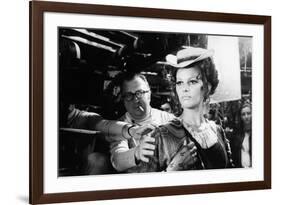 Sergio Leone (1929 - 1989) and Claudia Cardinale during the shooting of Once Upon a Time in the Wes-null-Framed Photo