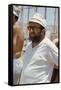 Sergio Leone (1929 - 1989) during the shooting of "Once Upon a Time in the West" april 29th, 1968 (-null-Framed Stretched Canvas