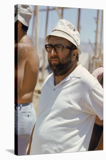 Sergio Leone (1929 - 1989) during the shooting of "Once Upon a Time in the West" april 29th, 1968 (-null-Stretched Canvas