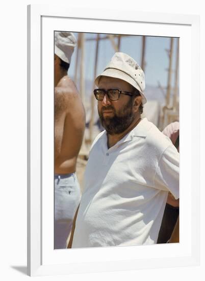 Sergio Leone (1929 - 1989) during the shooting of "Once Upon a Time in the West" april 29th, 1968 (-null-Framed Photo