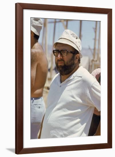 Sergio Leone (1929 - 1989) during the shooting of "Once Upon a Time in the West" april 29th, 1968 (-null-Framed Photo