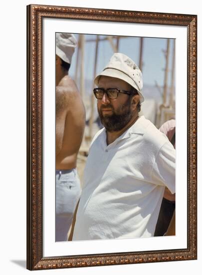 Sergio Leone (1929 - 1989) during the shooting of "Once Upon a Time in the West" april 29th, 1968 (-null-Framed Photo