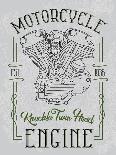 Knuckle Twin Head Motorcycle Engine. Biker Poster, T-Shirt Design with Stylish Vintage Elements on-Sergj-Art Print