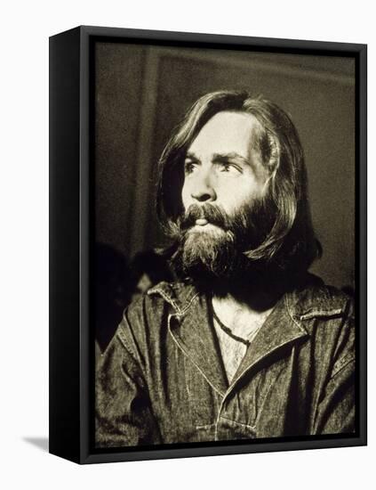 Serial Killer Charles Manson on December 3, 1969 During His Arrest in Sharon Tate Affair-null-Framed Stretched Canvas