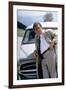 Serie televisee Columbo with Peter Falk (inspecteur Columbo), 1971-93 (devant sa voiture Peugeot 40-null-Framed Photo