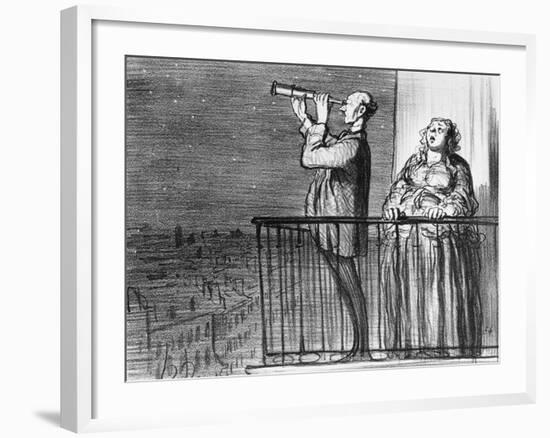 Series Actualites, the Comet, Parisiens Incredules, Plate 394, Le Charivari, 1st May 1857-Honore Daumier-Framed Giclee Print