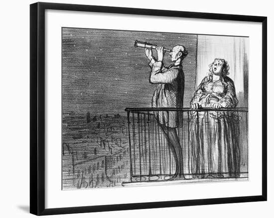 Series Actualites, the Comet, Parisiens Incredules, Plate 394, Le Charivari, 1st May 1857-Honore Daumier-Framed Giclee Print