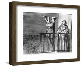 Series Actualites, the Comet, Parisiens Incredules, Plate 394, Le Charivari, 1st May 1857-Honore Daumier-Framed Giclee Print