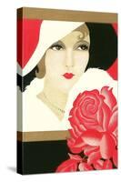 Serious Flapper with Rose-null-Stretched Canvas