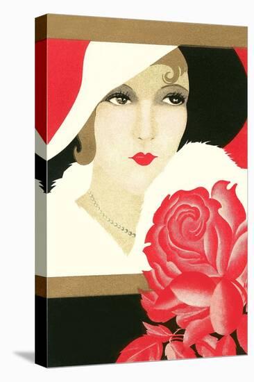 Serious Flapper with Rose-null-Stretched Canvas