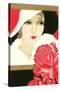 Serious Flapper with Rose-null-Stretched Canvas