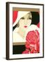 Serious Flapper with Rose-null-Framed Art Print