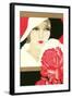 Serious Flapper with Rose-null-Framed Art Print