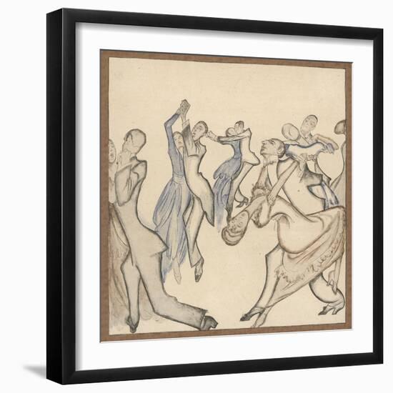 Seriously Passionate Couples Dance the Tango-Olaf Gulbransson-Framed Art Print