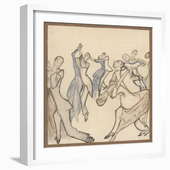 Seriously Passionate Couples Dance the Tango-Olaf Gulbransson-Framed Art Print