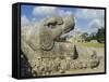 Serpent's Head at Bottom of Great Pyramid, Chichen Itza, Mayan Site, Mexico, Central America-Christopher Rennie-Framed Stretched Canvas