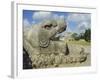 Serpent's Head at Bottom of Great Pyramid, Chichen Itza, Mayan Site, Mexico, Central America-Christopher Rennie-Framed Photographic Print