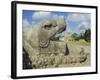 Serpent's Head at Bottom of Great Pyramid, Chichen Itza, Mayan Site, Mexico, Central America-Christopher Rennie-Framed Photographic Print