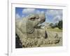 Serpent's Head at Bottom of Great Pyramid, Chichen Itza, Mayan Site, Mexico, Central America-Christopher Rennie-Framed Photographic Print