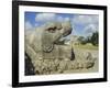 Serpent's Head at Bottom of Great Pyramid, Chichen Itza, Mayan Site, Mexico, Central America-Christopher Rennie-Framed Photographic Print