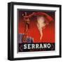 Serrano Brand - Redlands, California - Citrus Crate Label-Lantern Press-Framed Art Print
