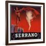 Serrano Brand - Redlands, California - Citrus Crate Label-Lantern Press-Framed Art Print