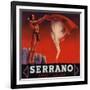 Serrano Brand - Redlands, California - Citrus Crate Label-Lantern Press-Framed Art Print